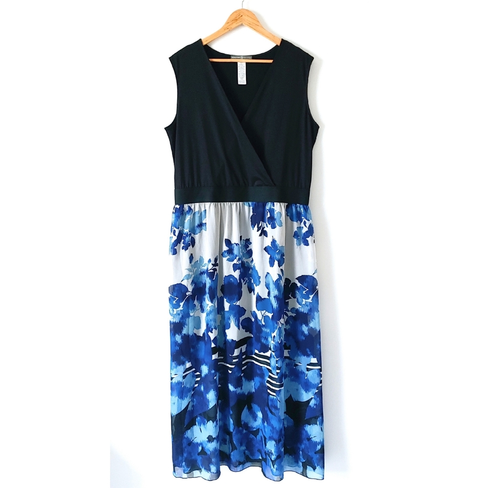 Avon Signature Collection Blue Floral Maxi Dress Sz 1X